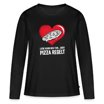 Love Hurts Breakup Valentine's Day Pizza Regulates - Women's Premium Organic Long Sleeve Shirt - black - Front - Julia (174cm)