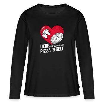 Love Hurts Breakup Valentine's Day Pizza Regulates - Women's Premium Organic Long Sleeve Shirt - black - Front - Julia (174cm)