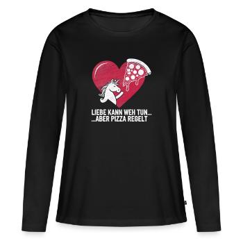 Love Hurts Breakup Valentine's Day Pizza Regulates - Women's Premium Organic Long Sleeve Shirt - black - Front - Julia (174cm)