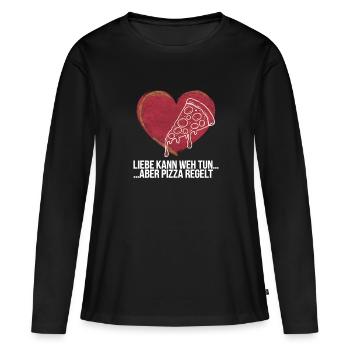 Love Hurts Breakup Valentine's Day Pizza Regulates - Women's Premium Organic Long Sleeve Shirt - black - Front - Julia (174cm)