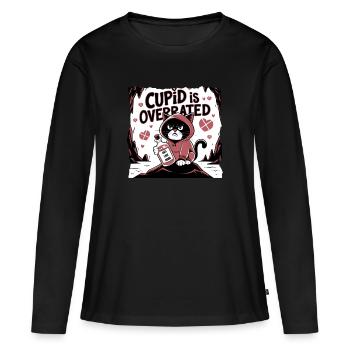 Célibataire Saint-Valentin Amour Cupidon Drôle Dicton - T-shirt manches longues Premium bio Femme - noir - Devant - Julia (174cm)