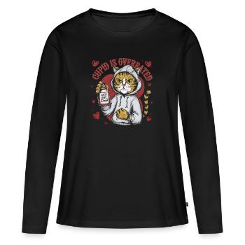 Single Valentine's Day Love Cupid Funny Saying - Women's Premium Organic Long Sleeve Shirt - black - Front - Julia (174cm)