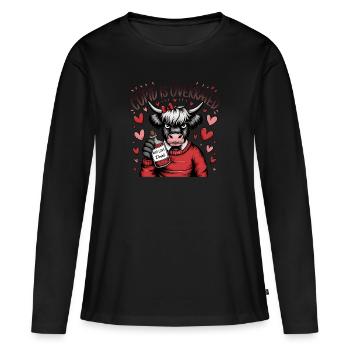 Célibataire Saint-Valentin Amour Cupidon Drôle Dicton - T-shirt manches longues Premium bio Femme - noir - Devant - Julia (174cm)