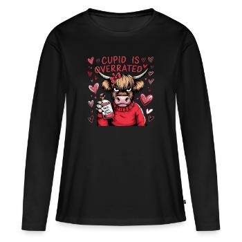 Single Valentine's Day Love Cupid Funny Saying - Women's Premium Organic Long Sleeve Shirt - black - Front - Julia (174cm)