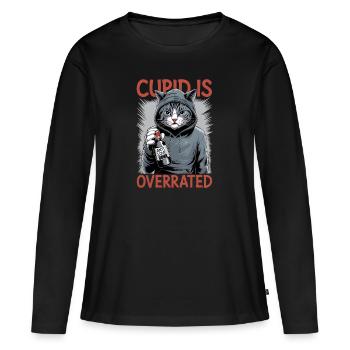 Célibataire Saint-Valentin Amour Cupidon Drôle Dicton - T-shirt manches longues Premium bio Femme - noir - Devant - Julia (174cm)