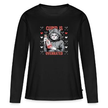 Single Valentine's Day Love Cupid Funny Saying - Women's Premium Organic Long Sleeve Shirt - black - Front - Julia (174cm)
