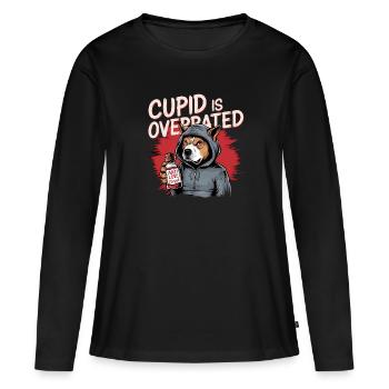 Célibataire Saint-Valentin Amour Cupidon Drôle Dicton - T-shirt manches longues Premium bio Femme - noir - Devant - Julia (174cm)
