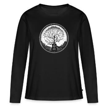 Yggdrasil Natur Musiker Baum Des Lebens - Frauen Premium Bio Langarmshirt - Schwarz - Vorne - Julia (174cm)