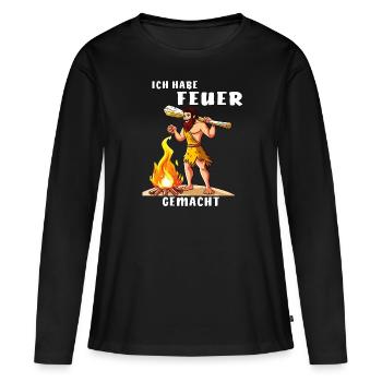 NEANDERTHAL I MADE A FIRE - Women's Premium Organic Long Sleeve Shirt - black - Front - Julia (174cm)