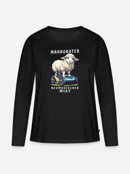 SCHAF MÄHROBOTER NEUMODISCHER MIST - Frauen Premium Bio Langarmshirt - Schwarz