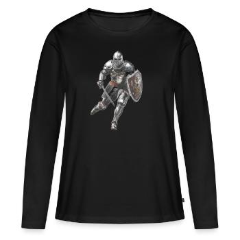 ÉPÉE ARMURE DE CHEVALIER - T-shirt manches longues Premium bio Femme - noir - Devant - Julia (174cm)