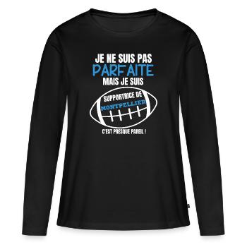 Supportrice Parfaite Montpellier Rugby - T-shirt manches longues Premium bio Femme - noir - Devant - Julia (174cm)