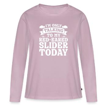 Je ne parle qu’à mon curseur aux oreilles rouges aujourd’hui - T-shirt manches longues Premium bio Femme - rose poudré - Devant - Julia (174cm)