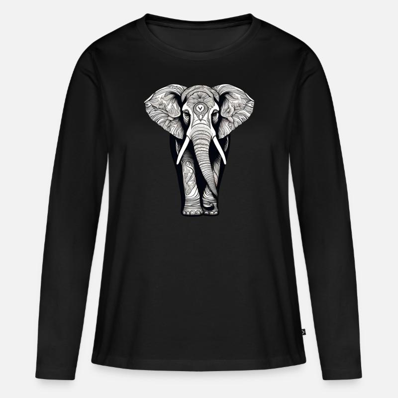 Elephant - Frauen Premium Bio Langarmshirt - Schwarz