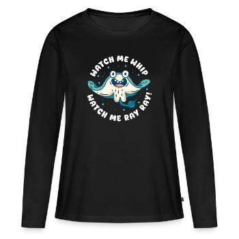 Watch Me Whip Watch Me Ray Ray Stingray - Frauen Premium Bio Langarmshirt - Schwarz - Vorne - Julia (174cm)
