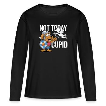 Célibataire & Anti Amour Saint-Valentin Pas aujourd’hui Cupidon - T-shirt manches longues Premium bio Femme - noir - Devant - Julia (174cm)