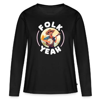Folk Musique folklorique américaine Joueur de banjo - T-shirt manches longues Premium bio Femme - noir - Devant - Julia (174cm)