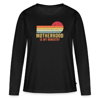 La maternité est mon ministère - T-shirt manches longues Premium bio Femme - noir - Devant - Julia (174cm)