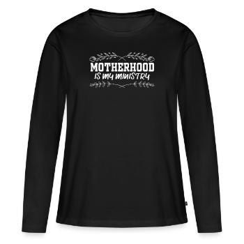 La maternité est mon ministère - T-shirt manches longues Premium bio Femme - noir - Devant - Julia (174cm)