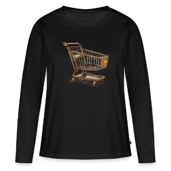CHARIOT SUPERMARCHÉ - T-shirt manches longues Premium bio Femme - noir - Devant - Julia (174cm)