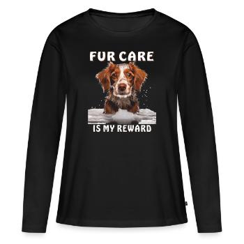 LE CHIEN POUR LES SOINS EST MA RÉCOMPENSE - T-shirt manches longues Premium bio Femme - noir - Devant - Julia (174cm)