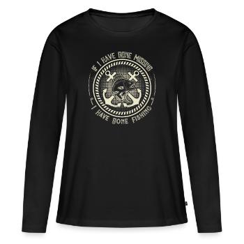 Si j’ai disparu, je suis allé à la pêche - T-shirt manches longues Premium bio Femme - noir - Devant - Julia (174cm)