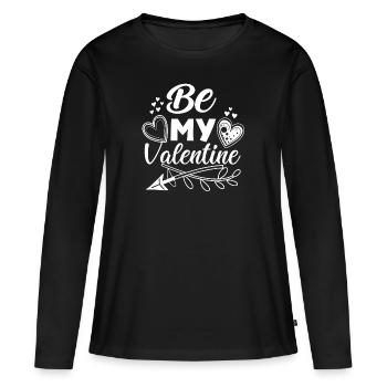 Be my Valentine - Cadeau de Saint-Valentin - T-shirt manches longues Premium bio Femme - noir - Devant - Julia (174cm)