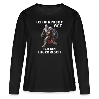 RITTER NICHT ALT HISTORISCH - Frauen Premium Bio Langarmshirt - Schwarz - Vorne - Julia (174cm)