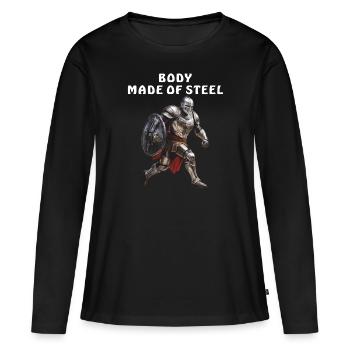 CORPS DE BLINDAGE EN ACIER - T-shirt manches longues Premium bio Femme - noir - Devant - Julia (174cm)