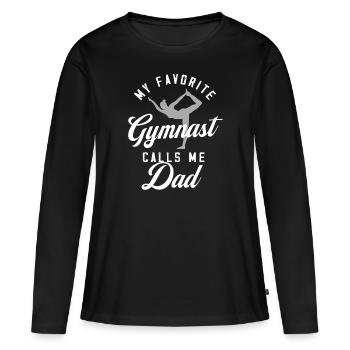 Mon gymnaste préféré m’appelle Dad Mat Sports - T-shirt manches longues Premium bio Femme - noir - Devant - Julia (174cm)
