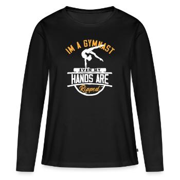 Je suis un gymnaste, même mes mains sont déchirées en équilibre sur les mains - T-shirt manches longues Premium bio Femme - noir - Devant - Julia (174cm)