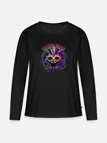Mardi Gras Outfit & dress for women & men kids - Frauen Premium Bio Langarmshirt - Schwarz