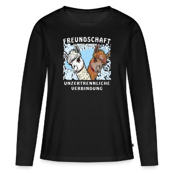 ALPAKA FREUNDSCHAFT UNZERTRENNLICH - Frauen Premium Bio Langarmshirt - Schwarz - Vorne - Julia (174cm)