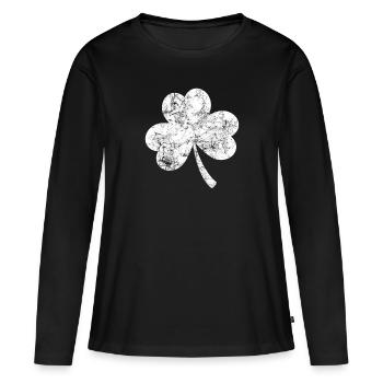 Trèfle - Saint-Patrick - Irlande - T-shirt manches longues Premium bio Femme - noir - Devant - Julia (174cm)