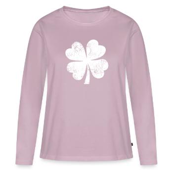Kleeblatt - St. Patrick's Day - Irland - Frauen Premium Bio Langarmshirt - Altrosa - Vorne - Julia (174cm)