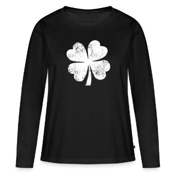 Trèfle - Saint-Patrick - Irlande - T-shirt manches longues Premium bio Femme - noir - Devant - Julia (174cm)