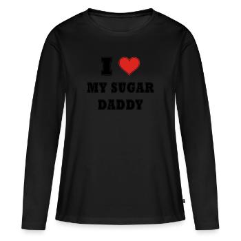 I love my Sugar daddy - Frauen Premium Bio Langarmshirt - Schwarz - Vorne - Julia (174cm)