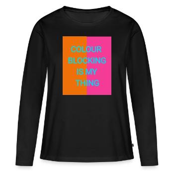 Mélange de couleurs - T-shirt manches longues Premium bio Femme - noir - Devant - Julia (174cm)