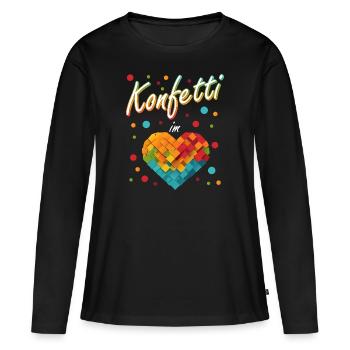 Konfetti Fasching Karneval Spaß Design - Frauen Premium Bio Langarmshirt - Schwarz - Vorne - Julia (174cm)
