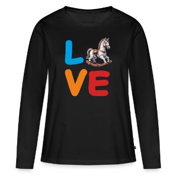 CHEVAL À BASCULE D’AMOUR - T-shirt manches longues Premium bio Femme - noir - Devant - Julia (174cm)