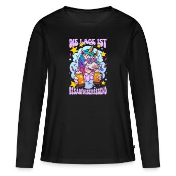 Die Lage Ist Besäufniserregend - Frauen Premium Bio Langarmshirt - Schwarz - Vorne - Julia (174cm)