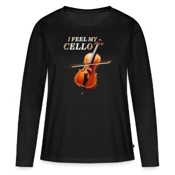 JE SENS MON VIOLONCELLE - T-shirt manches longues Premium bio Femme - noir - Devant - Julia (174cm)