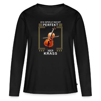 VIOLONCELLE JE NE JOUE PAS PARFAITEMENT MAIS GROSSIER - T-shirt manches longues Premium bio Femme - noir - Devant - Julia (174cm)