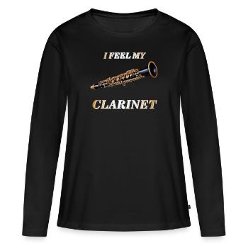 JE SENS MA CLARINETTE - T-shirt manches longues Premium bio Femme - noir - Devant - Julia (174cm)