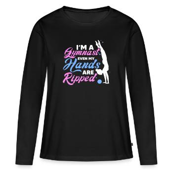 Je suis un gymnaste, même mes mains sont déchirées en équilibre sur les mains - T-shirt manches longues Premium bio Femme - noir - Devant - Julia (174cm)