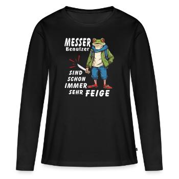 Utilisateurs de MESSER TRÈS LÂCHES - T-shirt manches longues Premium bio Femme - noir - Devant - Julia (174cm)