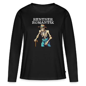 ROMANCE RETRAITÉ - T-shirt manches longues Premium bio Femme - noir - Devant - Julia (174cm)