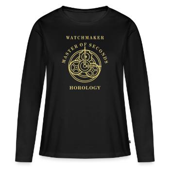 HORLOGER HORLOGER MAÎTRE DES SECONDES - T-shirt manches longues Premium bio Femme - noir - Devant - Julia (174cm)