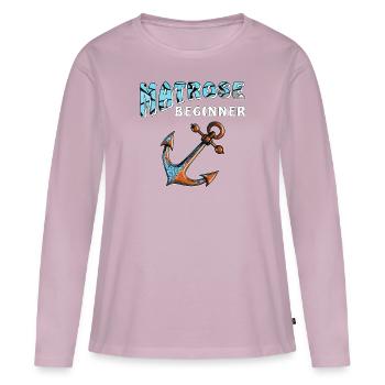 ANCRE DE NAVIRE MARIN DÉBUTANT - T-shirt manches longues Premium bio Femme - rose poudré - Devant - Julia (174cm)