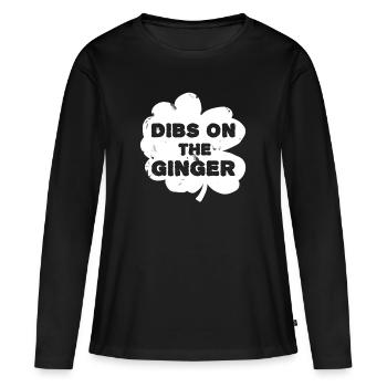 Vintage Dibs On The Ginger Funny Irish Clover - Women's Premium Organic Long Sleeve Shirt - black - Front - Julia (174cm)